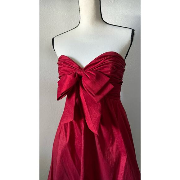 Jovani Women's Red Strapless Bubble Hem Party Cocktail Formal Mini Dress Size 6 - Picture 5 of 7